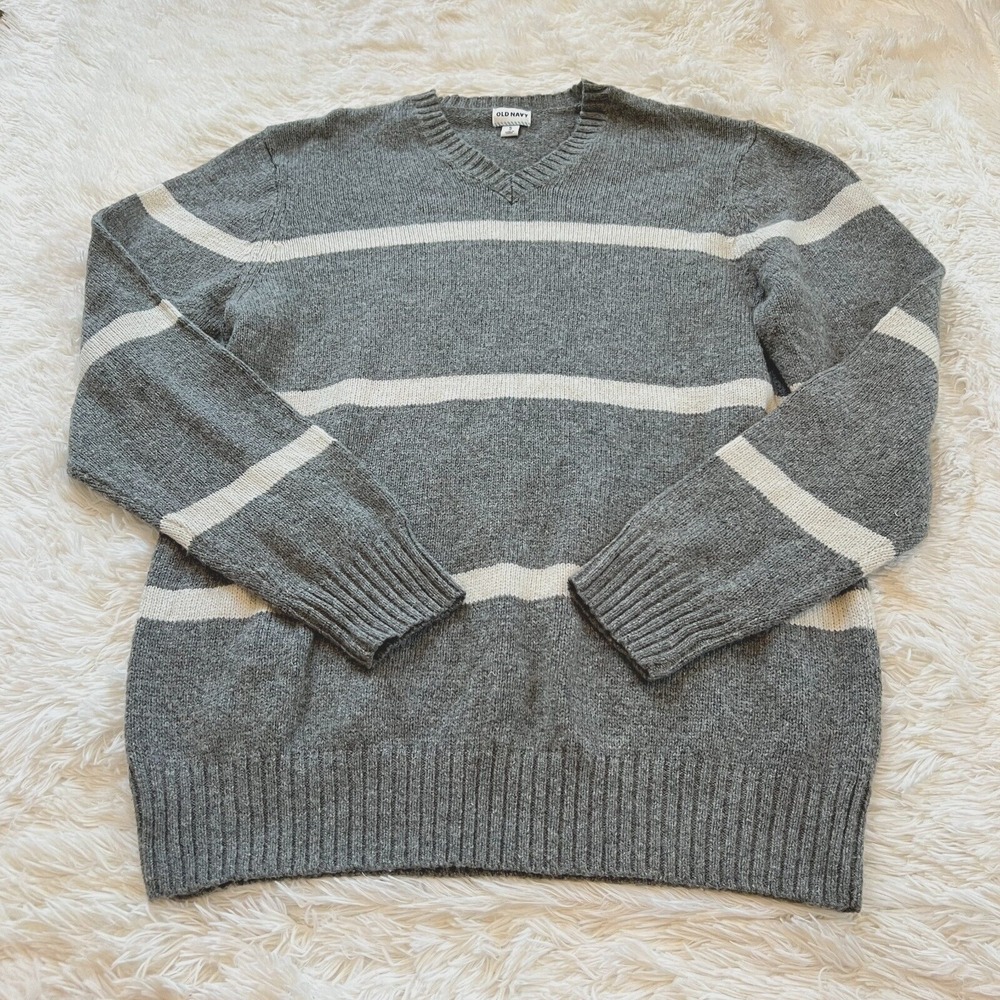 Old Navy Womens Sweater Preppy Striped Wool Blend Grandma‎ Large Pullover 15790